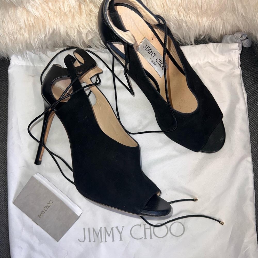 **SOLD****Jimmy Choo Elegant Black Lace-Up Heels